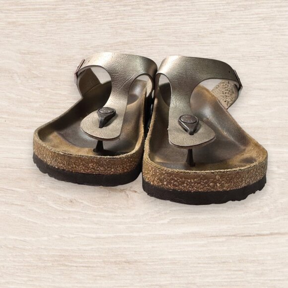 Birkenstock Gizeh Metallic Bronze Leather Thong Sandals Women’s Size 39 US 8–8.6 - Picture 4 of 6